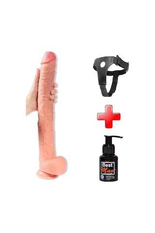 Lilitu Shop 43 Cm Belden Bağlamalı Realistik Penis Gerçekçi Damarlı Dev Dildo