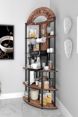 Ristretto Kahve Köşesi Rafı Ceviz Ceviz