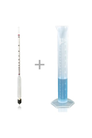 Aek-Tech 0-100 Uzun Form Alkol-Metre Hidrometre Ve 250ML Mezür Set