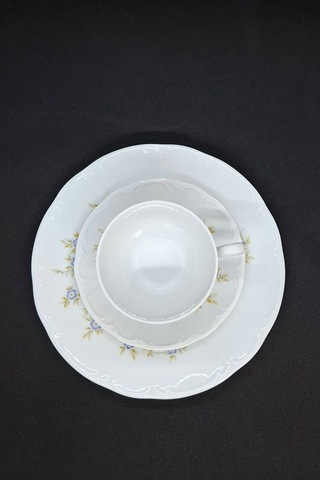 J-aeger Alman Vintage Çay Fincanı 3 Parça 210 Ml Mavi - Beyaz