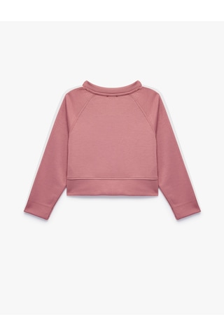 Koton Uzun Kollu Viskon Karışımlı Biyeli Bisiklet Yaka Baskılı Sweatshirt Pembe 7wkg10355ak Gül