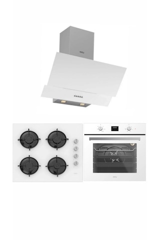 Esty 3480 Beyaz Resetli - ACO5335W01-ACO5700E6W01 -AEF6603W02 Beyaz Cam Ankastre Set