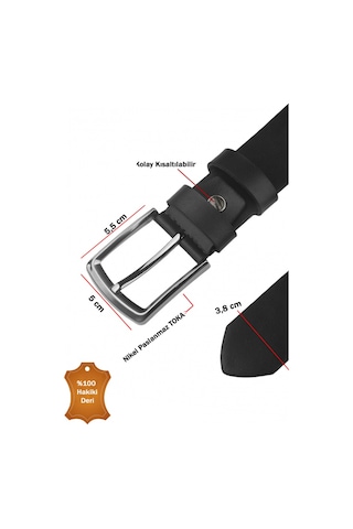 Deepsea Erkek Siyah Düz Sade Suni Deri Kemer Günlük & Spor Kemer 2602658 Siyah