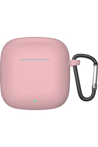 Huawei Freeclip 2 Kulaklık Uyumlu Mat Silikon Kılıf + Kanca Pembe