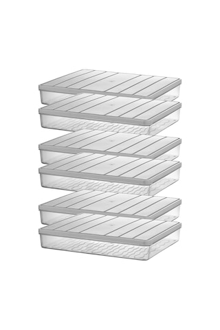 Selka Home - 6'lı 2.5 Litre Büyük Boy Ekru Saklama Kabı Sku: Smg8690010580597 Açık