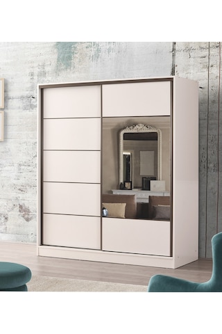 Beenal Venüs Sürgülü Gardırop 200 Cm - Parlak Beyaz