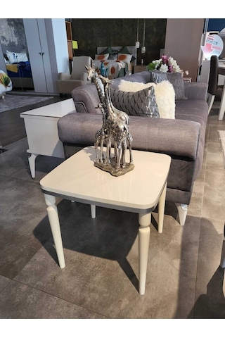 Akset Lüx Yan Sehpa Gümüş Krem