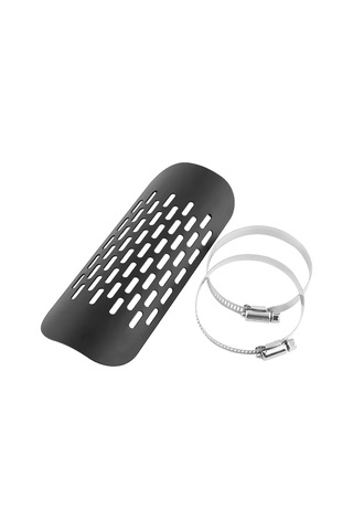 Geeroyoo Motorsiklet Boru Isı Koruması - Paslanmaz Çelik, Soğutma Delikleri, Ayarlanabilir Klempler, Siyah Düz Desen, Güvenli Kullanım