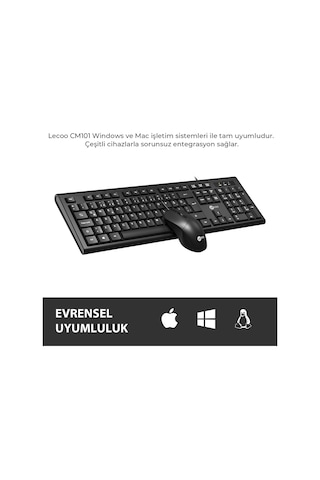 Lecoo CM101 USB Kablolu Türkçe Q Klavye & Mouse Set
