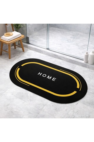 Nobera Banyo Paspası Kaymaz Taban, Hızlı Kuruyan Nappa Deri Mikrofiber 60x90 Cm Siyah