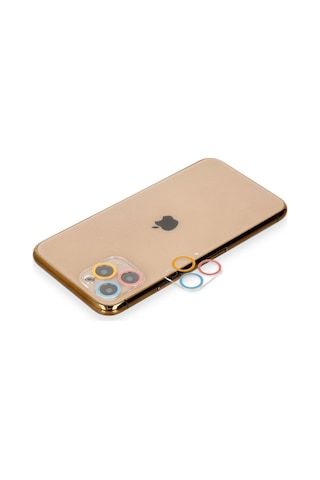 Newface - 978 - iPhone Uyumlu 11 Pro Max Renkli Kamera Lens Koruma Cam - Csmo-tex - - Pembe-mavi