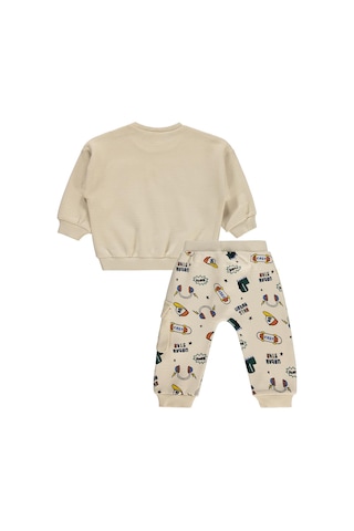 Civil Baby Dinozor Nakışlı 6-18 Ay Takım - Bej Taş Rengi