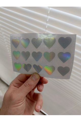Kalp Sticker 15 Adet 2cm Yapıştırma Hologramm