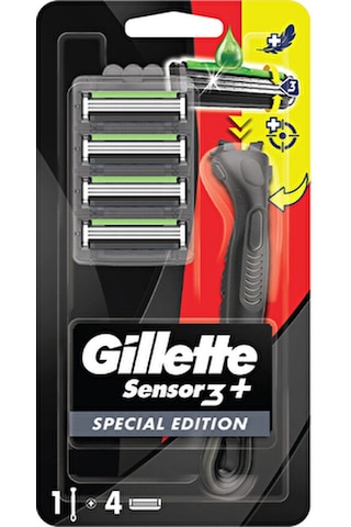 4 Adet Gillette Sensor3 Plus Black Tıraş Makinesi + 4'lü Yedek Başlık
