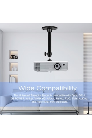 Springsun Çoğu Taşınabilir Projektör İçin 3 Ayarlı Vida Adaptörlü Evrensel Tavan/duvar Montaj Kiti
