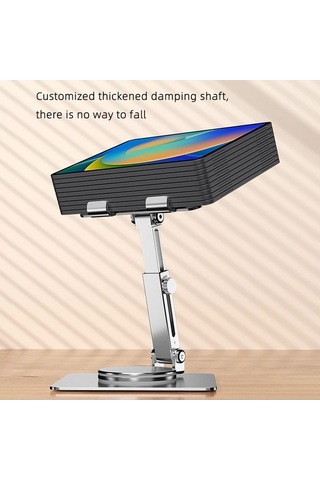 Ebitda Telefonlar, Tabletler Mt136 Alüminyum Standı, Ayarlanabilir, Masaüstü Tutucu, 360 Döndürülebilir, Katlanabilir, Gümüş