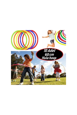 Renkli Hulahop Jimnastik Çember 10 Adet 60 CM
