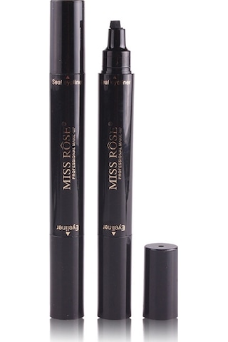 Sones 2'si 1 Arada Siyah Su Geçirmez Çift Başlı Hızlı Kuruyan Eyeliner Mühür Damga Kalemi