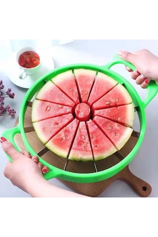 Youmex Paslanmaz Çelik Karpuz Dilimleyici, Hassas Kesim Ve Kolay Servis İçin Mutfak Aleti Yeşil