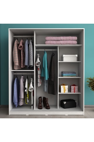 Metalia 3 Kapılı Sürgü Kapaklı Gardırop