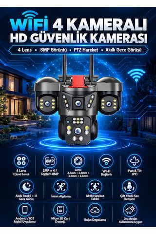 Linadex Lx-7676w Wifi 4 Kameralı Hd Güvenlik Kamerası