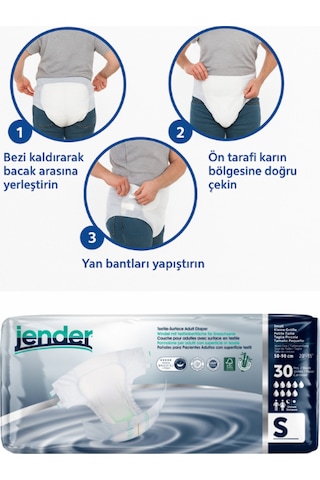 Jender Bel Bantlı Hasta Bezi Small 30'lu 4 Paket S