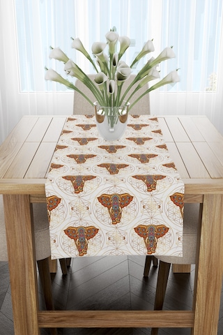 Turuncu Çoklu Etnik Fil Desenli Runner 40x140cm Turuncu