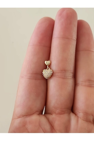 Eva Takı Store Kalp Bombeli Sallantılı Model Kıkırdak Tragus Helix Piercing Gold Altın Renk Küpe Altın