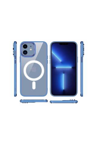 Apple Uyumlu iPhone 12 Kılıf Wireless Şarj Özellikli Zore Krom M-safe Silikon Kapak Lavendery Gray