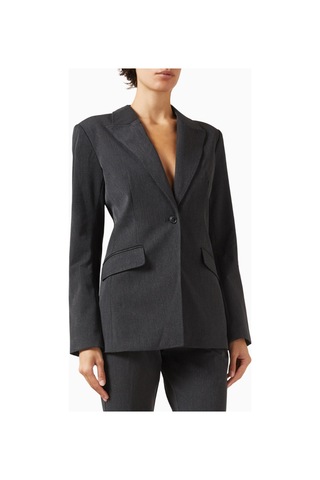 Good American Sculpted Blazer, Kadın Zarif Bel Kesimli - Modern Şık Ceket Koyu Gri