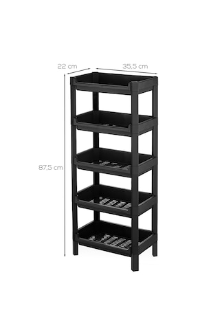 Porsima Org-75-ecom 5 Katlı Düzenleyici-banyo Mutfak Organizer Raf Siyah