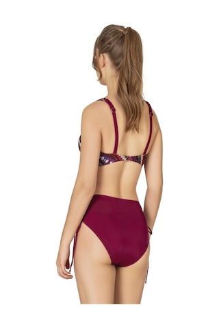 Endeep Kadın Büyük Beden Balenli Destekli Bordo Desenli Bikini Takımı-bordo Desenli Bordo