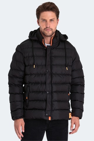 Slazenger Salıne Erkek Kapüşonlu Şişme Siyah Mont & Kaban Siyah