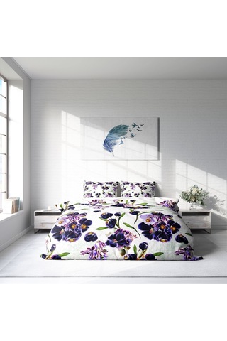 Monohome Purple 3D Pamuk Saten Çift Kişilik Nevresim Takımı