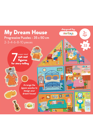 Moritoys My Dream House - 6in1 Puzzle 2-3-4-6-8-10 Parça Yapboz İle Hayalindeki Evi İnşa Et