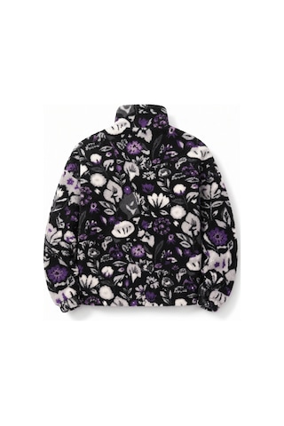 Genius Store Oversize Peluş Erkek İçi Polarlı Tam Fermuarlı Sherpa Sonbahar Kış Kadın Polar Sweatshirt Oversıze-pelus Mor Çiçek