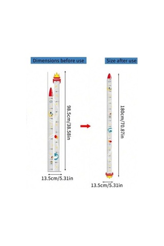 Sevimli Figürlü Çocuk Odası Boy Ölçer Sticker 180 Cm 0 - 12 Ay