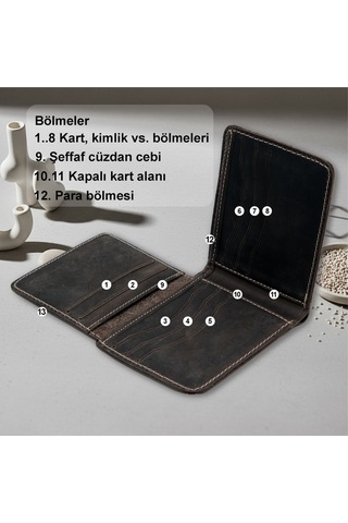 %100 Hakiki Deri El Yapımı Erkek Cüzdanı Minimalist Tasarım Kartlık Siyah