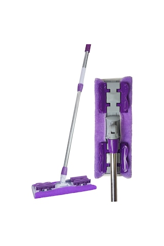 Sihirli Spin Mop Teleskopik Çok Amaçlı Mop +1 Bez Hediyeli - Mor