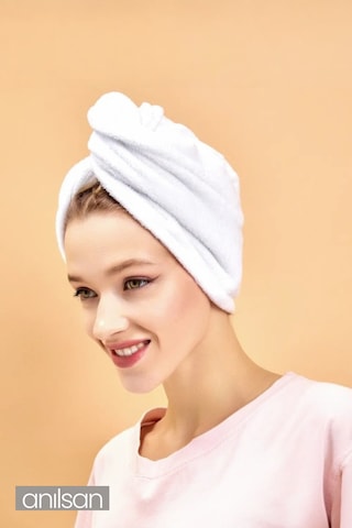 %100 Pamuk Beyaz Havlu Bone Saç Kurutma Bonesi Kafa Havlusu Duş Banyo Bonesi Islak Saç Kurulama Bone Beyaz