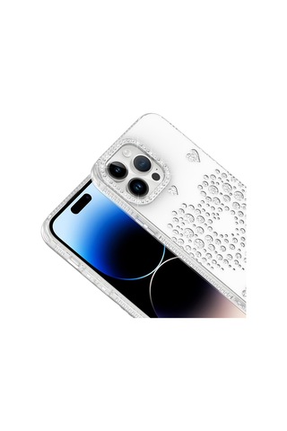 Apple iPhone Uyumlu 14 Pro Max Kılıf Damla Taşlı Zore Rivas Sert Pc Kapak - Beyaz