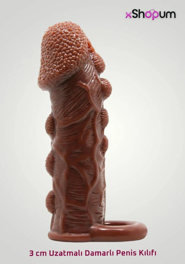 xShopum 3 Cm Uzatmalı Damarlı Penis Kılıfı