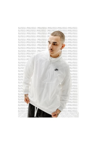Nike Windrunner Loose Fit Men Jacket Yarım Fermuarlı Bol Kesim Erkek Astarsız Ceket Beyaz