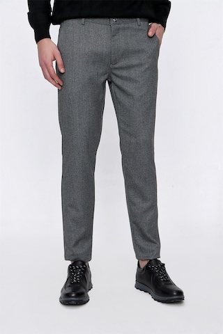 MORVEN  Erkek Gri Poliviskon Desenli Slim Fit Pantolon