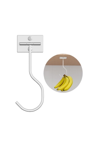 Springsun Gümüş Renkli Çekilebilir Mutfak Muz Kancası - Kolay Kurulumlu, Ayarı Kolay Tavan Montajlı Sebze Meyve Asma Demiri
