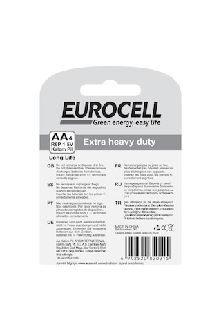 Eurocell- Aa4 R6p 1.5 V Kalem Pil