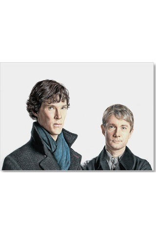 Cakasepetim Modern Sherlock Holmes Ve Dr Watson Ahşap Mdf Tablo