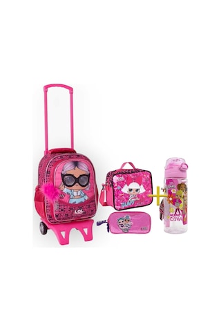 Çekçekli Okul Çantası, Kalemlik, Suluk & Matara Pembe