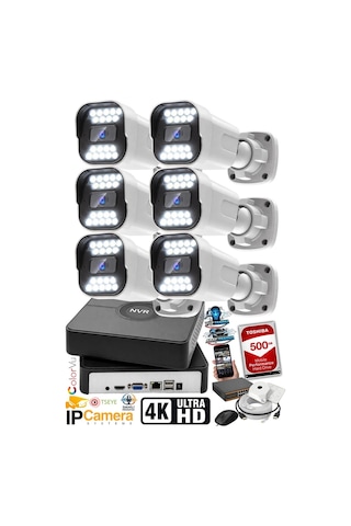 J-tech 5mp Sesli 6 Lı 1818 İp Renkli Gece Görüşlü 500gb Akıllı Güvenlik Kamera Seti Yüz Ve Araç Ta