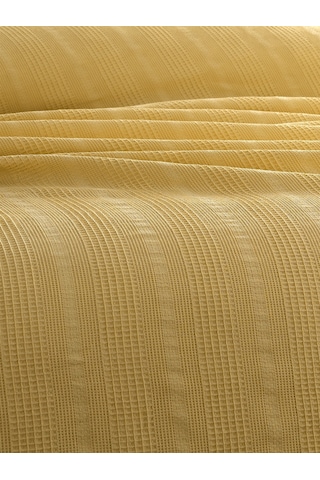 Tek Kişilik Waffle Pike 160x230cm, %100 Pamuk, Petek Tasarım, Hardal Hardal Hardal